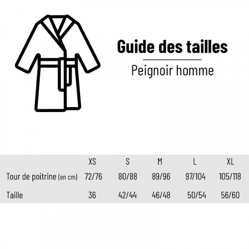 Guide des tailles peignoir homme