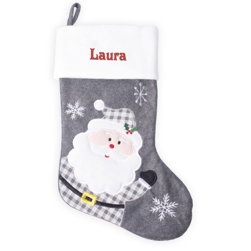 Botte de Noël en feutrine grise Père Noël 