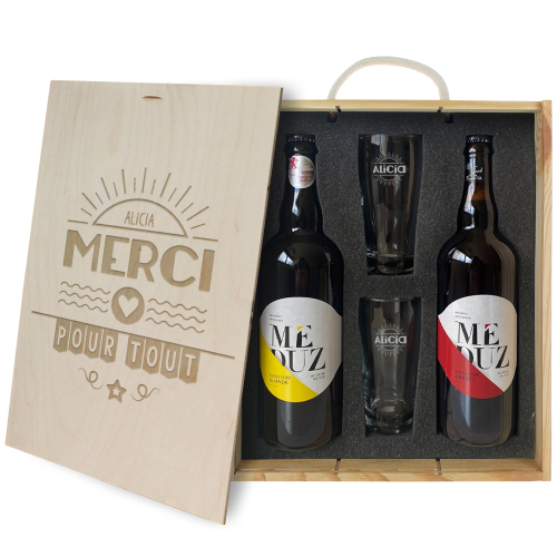 Coffret à bière personnalisé 4 pièces Merci