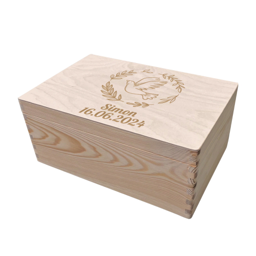 Coffret de baptême gravé Colombe