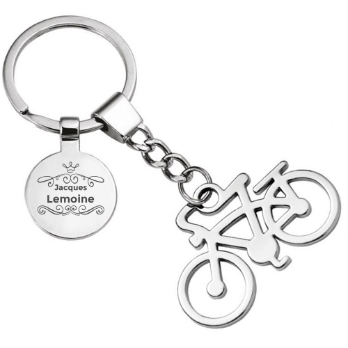 Porte-clés cycliste gravé