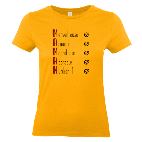 T-shirt abricot femme Les qualités de Maman