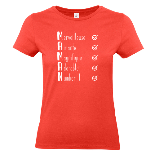 T-shirt corail femme Les qualités de Maman