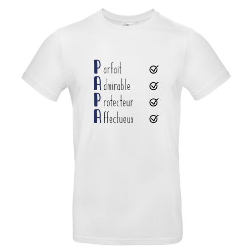 T-shirt Les qualités de Papa blanc 
