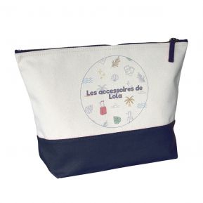 Grande trousse de toilette bicolore Plage personnalisée