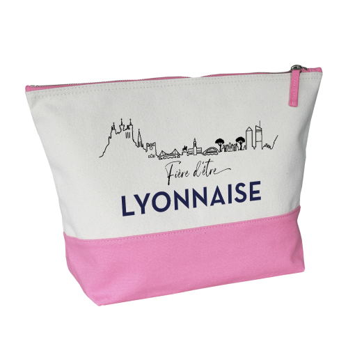 Grande trousse bicolore Fiere d'être Lyonnaise rose