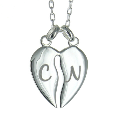 Pendentif coeur sécable gravé
