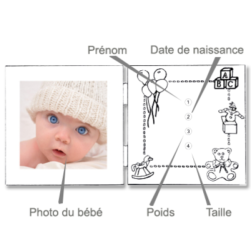 Cadre de naissance personnalisé 2 volets