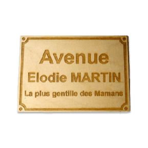 Plaque de rue en bois gravée Plaque de rue en bois gravée