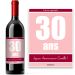 Bouteille de vin avec étiquette anniversaire rose