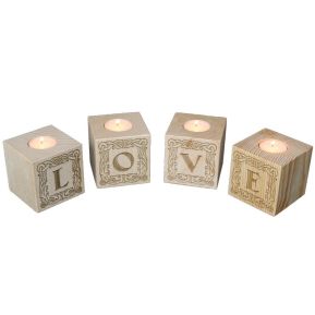 Bougeoir cube en bois gravé lettres Bougeoir cube en bois gravé lettres