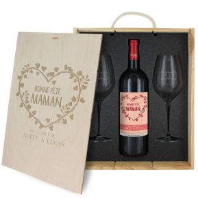 Caisse à vin 3 pièces gravée Maman Caisse à vin 3 pièces gravée Maman