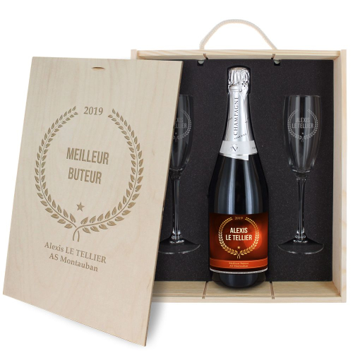 Caisse Champagne 3 pièces gravée Récompense