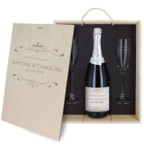 Caisse Champagne 3 pièces gravée Royale Caisse Champagne 3 pièces gravée Royale