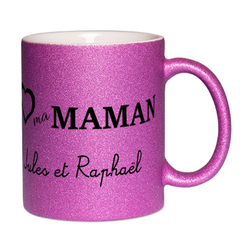 Mug à paillettes personnalisé J'aime...