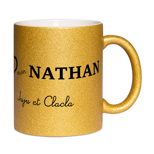 Mug à paillettes personnalisé J'aime...