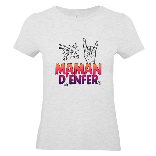 T-shirt femme gris ash Maman d'Enfer