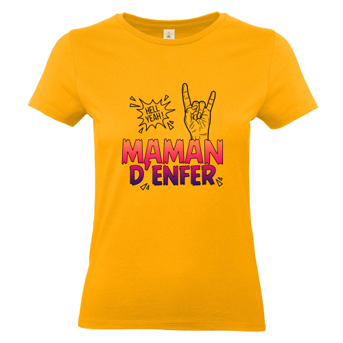 T-shirt femme abricot Maman d'Enfer