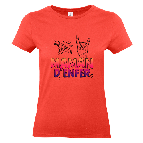 T-shirt femme corail Maman d'Enfer