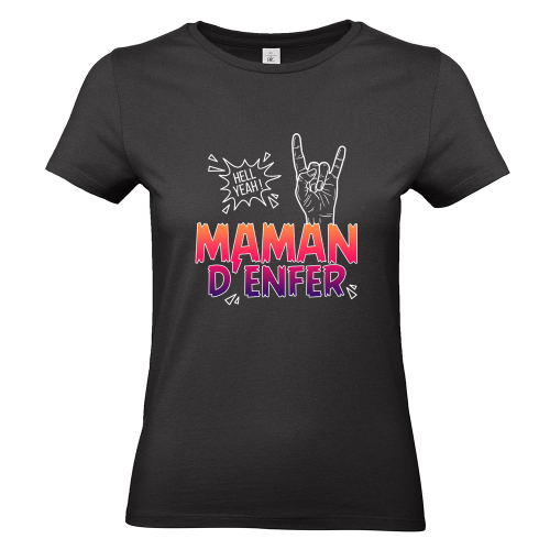 T-shirt femme noir Maman d'Enfer