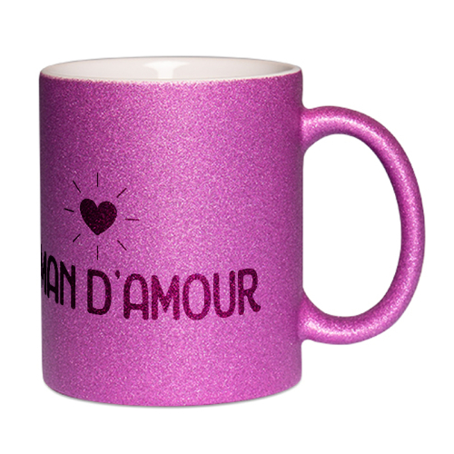 Mug à paillettes violet Maman d'amour