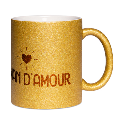 Mug à paillettes doré Maman d'amour