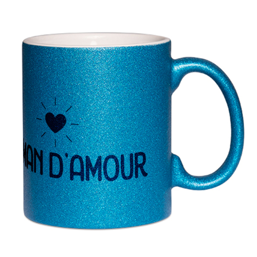 Mug à paillettes bleu Maman d'amour