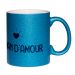 Mug à paillettes bleu Maman d'amour