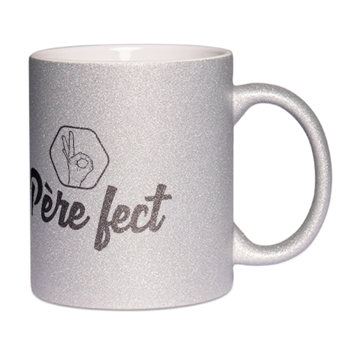 Mug à paillettes argenté père-fect