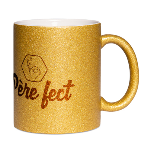 Mug à paillettes doré père-fect