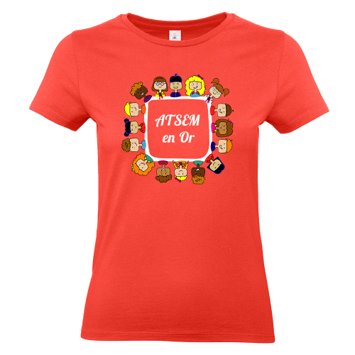 T-shirt femme corail ATSEM en or