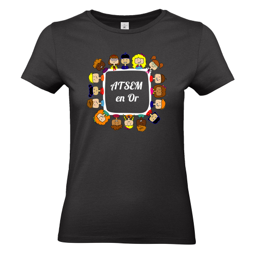T-shirt femme noir ATSEM en or