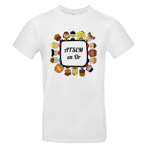 T-shirt homme blanc ATSEM en or