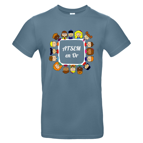 T-shirt homme bleu stone ATSEM en or