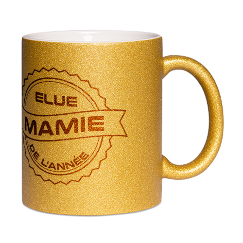 Mug à paillettes doré Mamie de l'année