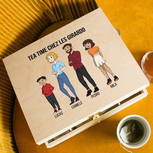 Boîte à thé imrpimé personnages animés 12 compartiments