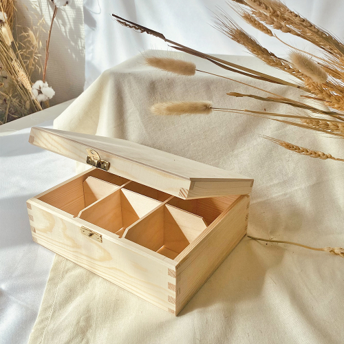 coffret à thé mains d'enfants 6 compartiments