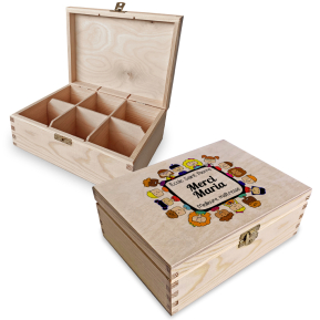 Coffret à thé personnalisé Merci Maîtresse - 6 compartiments