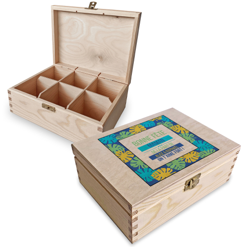 Coffret à thé 6 compartiments tropical
