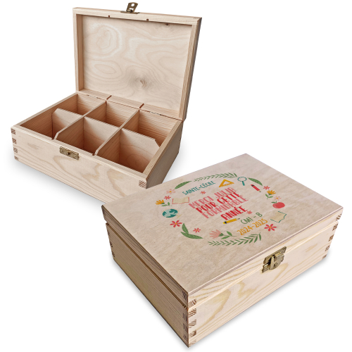 Boîte à thé imprimé fleuris et scolaires