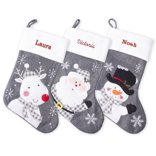 Chaussettes de Noël personnalisées - modèle feutrine grise