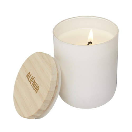 Bougie avec couvercle en bois gravé du prénom