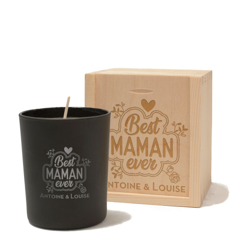 Bougie personnalisée Maman éteinte - modèle Best Maman ever