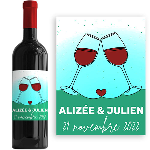 bouteille de vin personnalisée duo amour