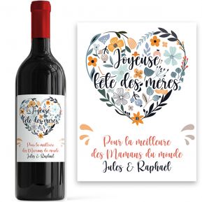 Etiquettes personnalisees bouteille vin coeur en folie