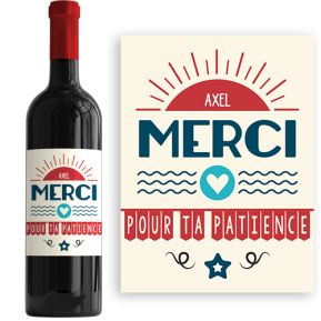 Bouteille de vin personnalisée Prénom Merci