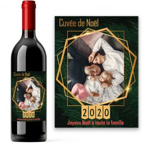 Bouteille de vin thème Sapin de Noël personnalisée photo