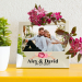 Visuels cadre photo argent motifs romantiques sur étagères