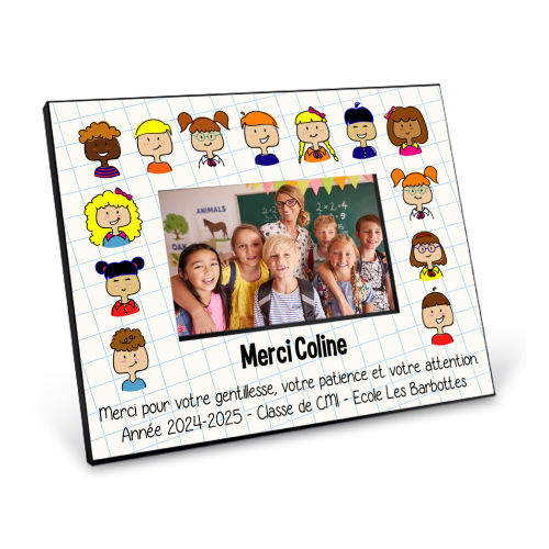 Cadre photo personnalisable imprimé Merci Maîtresse cadre  blanc