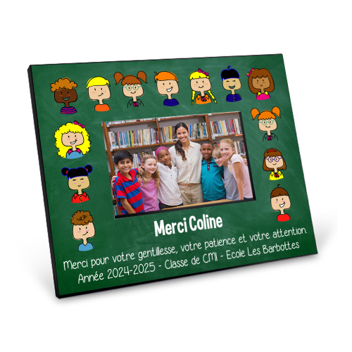 Cadre photo personnalisable imprimé Merci Maîtresse  cadre  vert